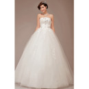 Formal Ball Gown Strapless Floor Length Satin Organza Formal Wedding Dresses