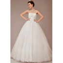 Chic and Modern Strapless Ball Gown Tulle Wedding Dresses with Crystal Detail