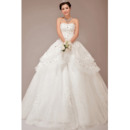 Sparkle & Shine Sequined Crystal Detail Tiered Skirt Ball Gown Strapless Wedding Dresses