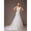 Sparkle & Shine Crystal Beadings One Shoulder Mermaid Tulle Wedding Dresses