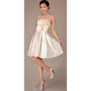 Chic A-line Strapless Asymmetrical Draping Short Reception Wedding Dresses with Bow
