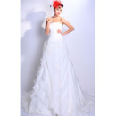 Exquisite Beading Appliques Layered Skirt Organza Wedding Dresses with Side Slit