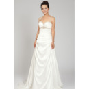 Exquisite Beaded Spaghetti Straps Court Train Satin Wedding Dresses with Pleated Detail