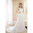 Ethereal Halter Neck A-Line Court Train Chiffon Wedding Dresses with Rhinestone Detail
