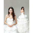 Romantic Beaded Sweetheart Ball Gown Tulle Wedding Dresses with Tiered Skirt