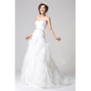 Romantic and Sophisticated Ruched Sweetheart Full Length Organza Wedding Dresses