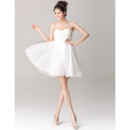 Romantic A-Line Sweetheart Short Beach Tulle Wedding Dresses with Floral Lace Bodice