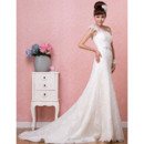 Discount Sexy One Shoulder Lace A-Line Floor Length Wedding Dresses