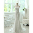 Classic Scoop Neck Mermaid Lace Wedding Dresses with Dramatic Open Back