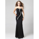Elegant Sheath Sweetheart Floor Length Black Formal Evening Dresses with Rhinestone Detail