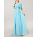 Excellent V-Neck Floor Length Chiffon Mother of the Bride/ Groom Dresses with Flutter Sleeves