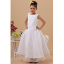 Pretty Ball Gown Layered Skirt Organza White First Communion Dresses with Beaded Appliques Bodice