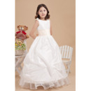 Affordable Ball Gown Round/ Scoop Taffeta Organza First Communion Dresses with Layered Pick-Up Skirt