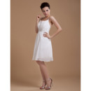 Affordable Spaghetti Straps Knee Length Short Reception Wedding Dresses with Keyhole