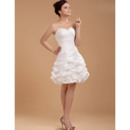 Pretty A-Line Sweetheart Ruched Bodice Short Reception Wedding Dresses with Pick-up Skirt