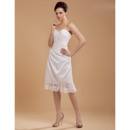 Simple Sweetheart Knee Length Taffeta Wedding Dresses with Ruffled Lace Hem