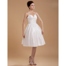 Simple Ruched A-line Halter Neck Knee Length Taffeta Wedding Dresses
