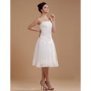 Graceful Strapless Knee Length Reception Lace Wedding Dresses with Tulle Skirt