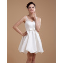 Discount Custom Beaded V-Neck Short Reception Satin Wedding Dresses