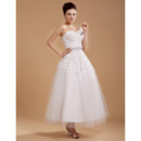 Designer Custom Casual A-line Sweetheart Tea Length Lace Short Reception Wedding Dresses
