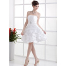Beautiful A-Line Strapless Reception Taffeta Wedding Dresses with Pleated Skirt