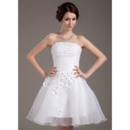 Romantic Ruched Strapless Reception Organza Wedding Dresses with 3D Flowers
