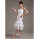 Modern Mermaid Tea Length Wedding Dresses with Layered Draped High-Low Skirt