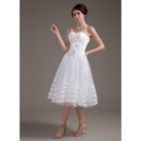 Discount Ruching Knee Length Tulle Wedding Dresses with Handmade Flowers and Soutache