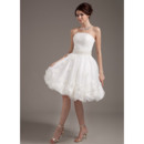 Romantic Ruching Strapless Wedding Dresses with Bubble Hem and 3D-flowers Detail