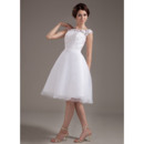 Sipmle Casual A-Line Reception Organza Wedding Dresses with Floral Lace Bodice