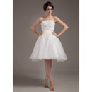 Romantic Appliques Strapless Reception Organza Wedding Dresses with Floral Lace Jackets