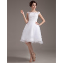 Custom Pretty Lace Bodice Reception Wedding Dresses with Organza Skirt
