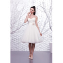 Simple A-Line Sweetheart Short Tulle Wedding Dresses with Clolor Hand-made Flowers