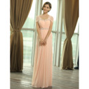 Excellent Floor Length Pleated Chiffon Evening Dresses with Cap Sleeves and Beading Detail