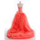 Elegant Ball Gown Ruched Skirt Organza Strapless Dropped Floor Length Prom/ Party Dresses