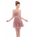 Perfect A-line Strapless Short Tulle Homecoming Party Dresses with Tiered Skirt