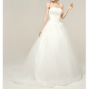 Custom Ball Gown Sweetheart Tulle Wedding Dresses with Beading Appliques Bodice