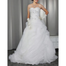 Discount Elegant Sweetheart Sweep Train Organza Ruffle Wedding Dresses