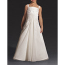 Fashionable A-Line Wide Straps Ruched Chiffon First Communion Flower Girl Dresses with Embroidery Beading