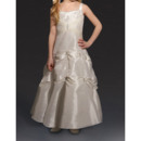 Fashionable A-Line Wide Straps Ankle Length Taffeta Pick-Up Flower Girl Dresses with Beaded Embroidery