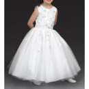 Gorgeous Beaded Appliques Ball Gown Long Length Satin White First Communion Dresses