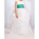 Pretty Affordable Ball Gown Round Long Length Pick-up Tulle Flower Girl Dresses with Sashes
