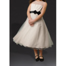 Beautiful A-Line Round/ Scoop Tea Length Lace Flower Girl Dresses with Sashes
