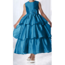 Newest Ball Gown Round/ Scoop Tea Length Layered Skirt Empire Flower Girl/ Little Girls Party Dresses