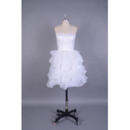 Custom Simple Sweetheart Short Wedding Dresses with Tiered Organza Skirt