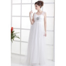 Affordable Elegant Floor Length Tulle Wedding Dresses with Wide Illusion Shoulder Straps