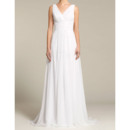 Affordable Smiple Sheath V-Neck Floor Length Chiffon Wedding Dresses