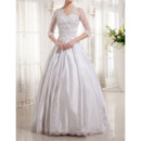 Vintage Ball Gown Floor Length Wedding Dresses with Half Sleeves