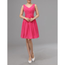 Discount V-Neck Sleeveless Short Shirred Skirt Chiffon Bridesmaid/Wedding Party Dresses