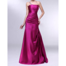 Modern Mermaid/ Trumpet One Shoulder Pleated Satin Evening Party Dresses
